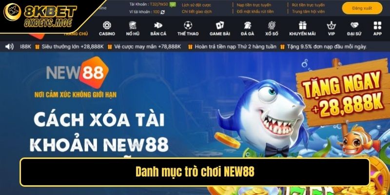 Danh mục trò chơi NEW88